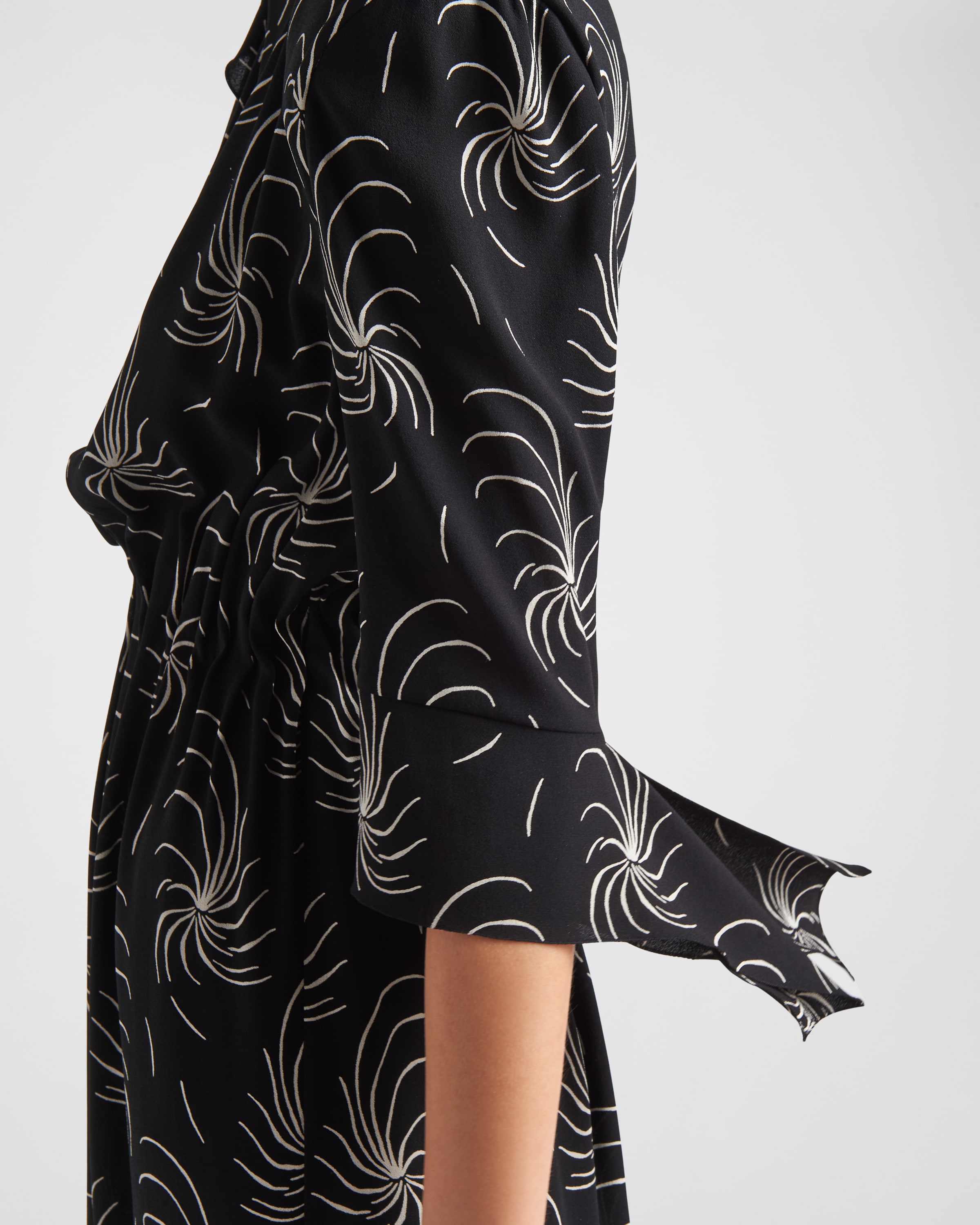 Black Printed Sablé Dress | PRADA