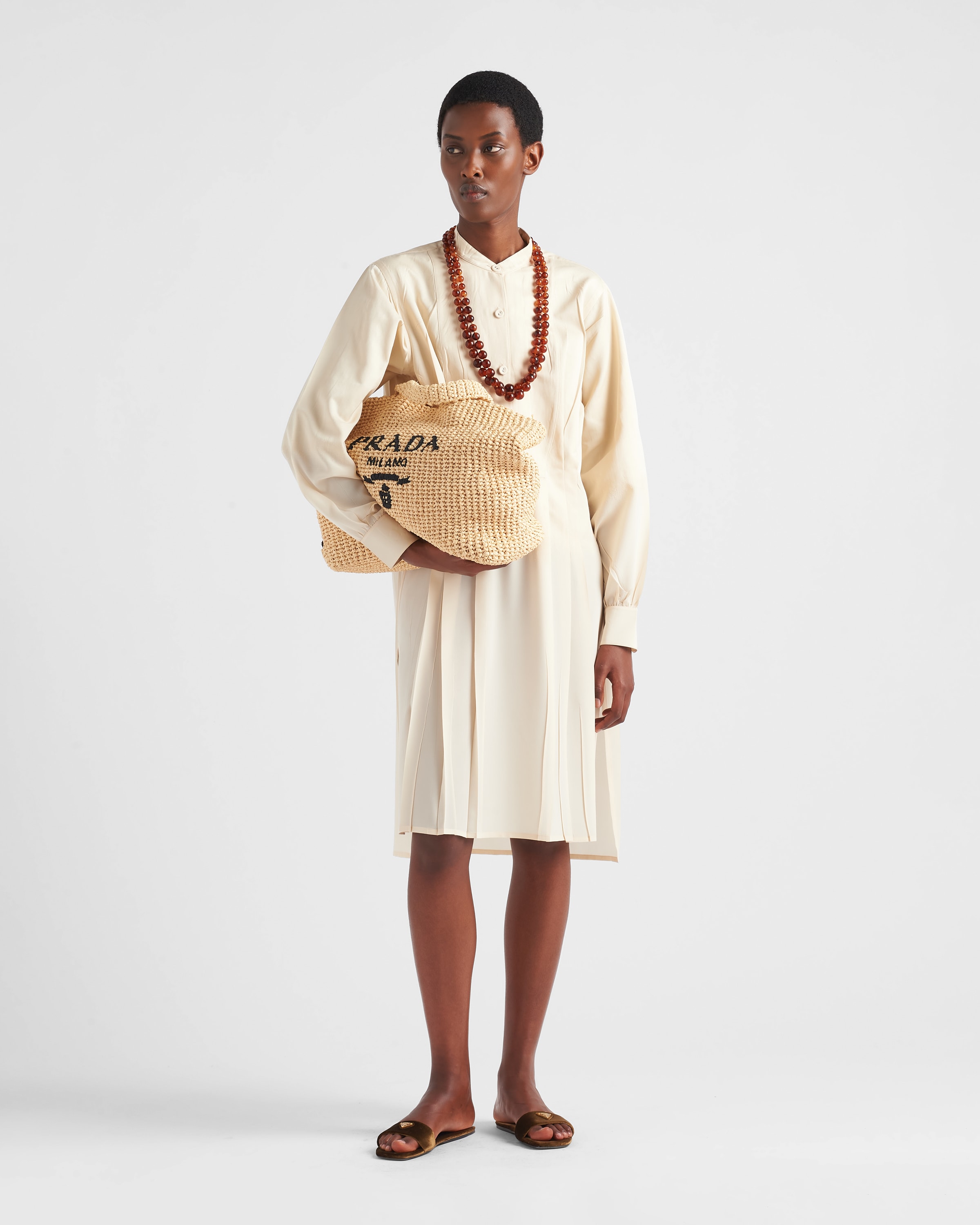 Albino White Gradient Crêpe De Chine Dress | PRADA