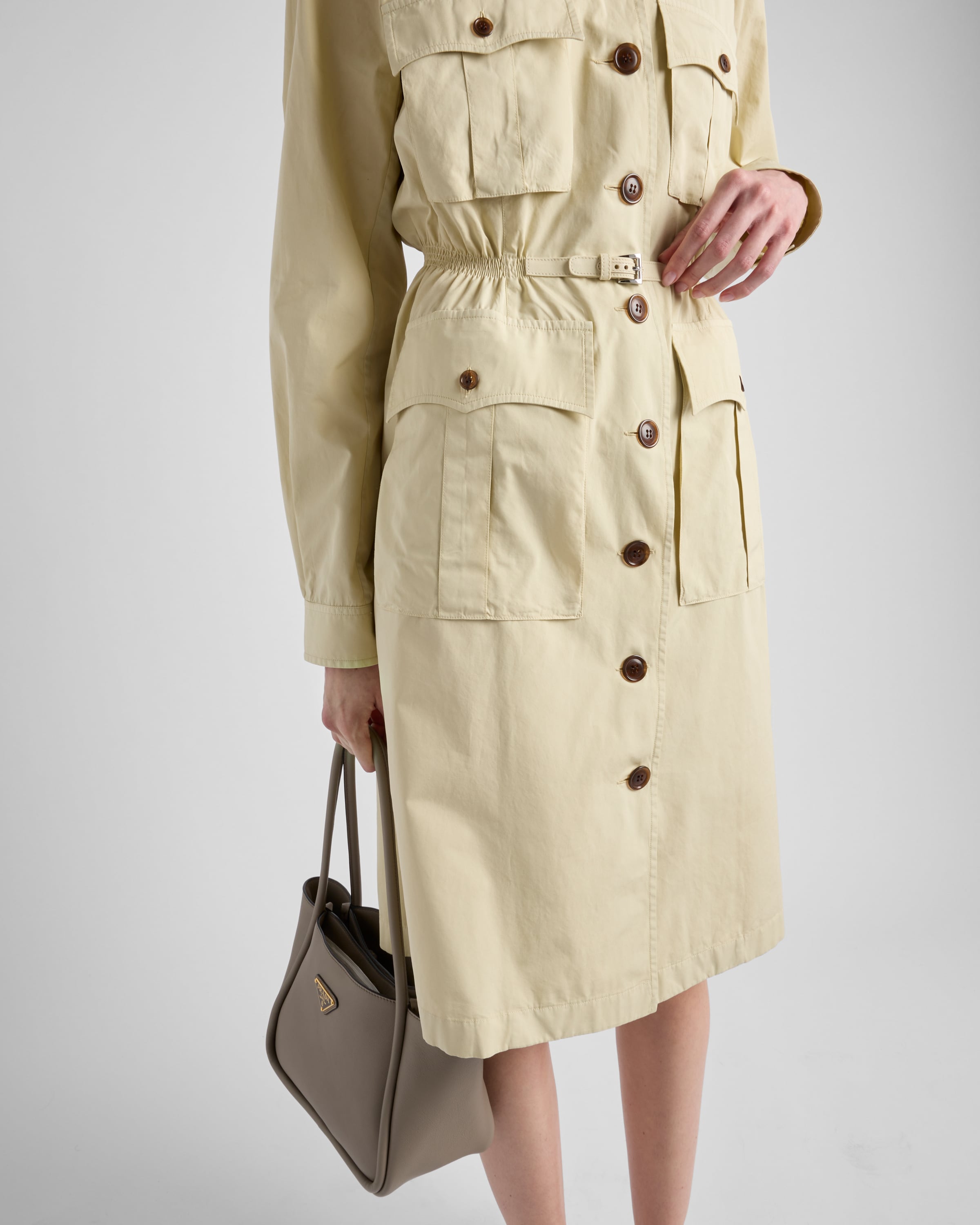 Prada Blusenkleid Aus Popeline In Natur
