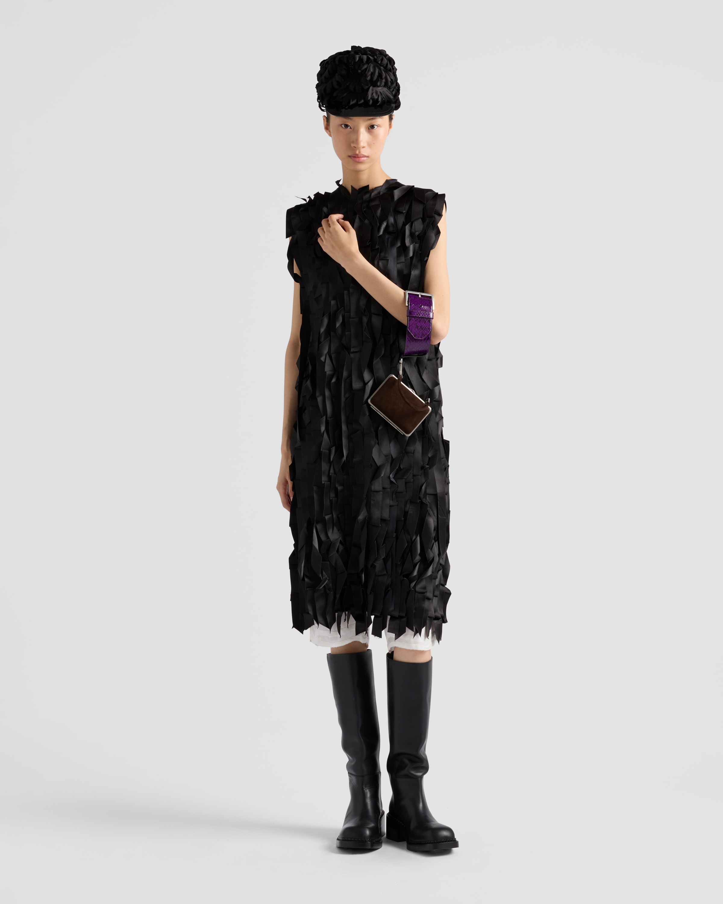 Shop Prada Sablé Dress With Bows In Black