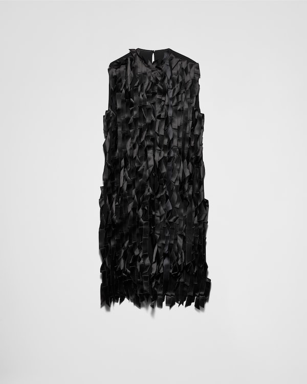 Black Cady and lace mini-dress | PRADA