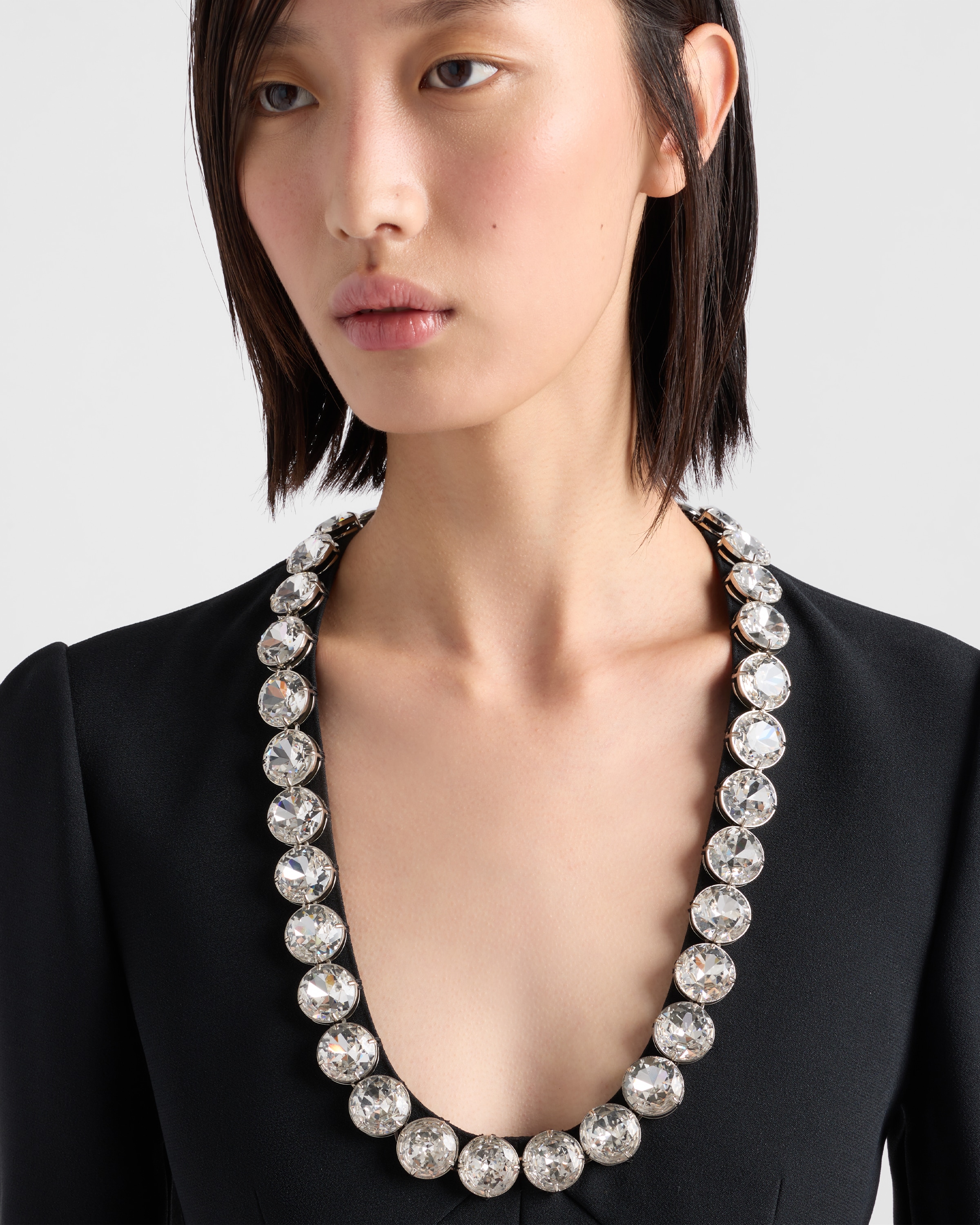 Shop Prada Kurzes Besticktes Kleid Aus Kompaktem Sablé In Black