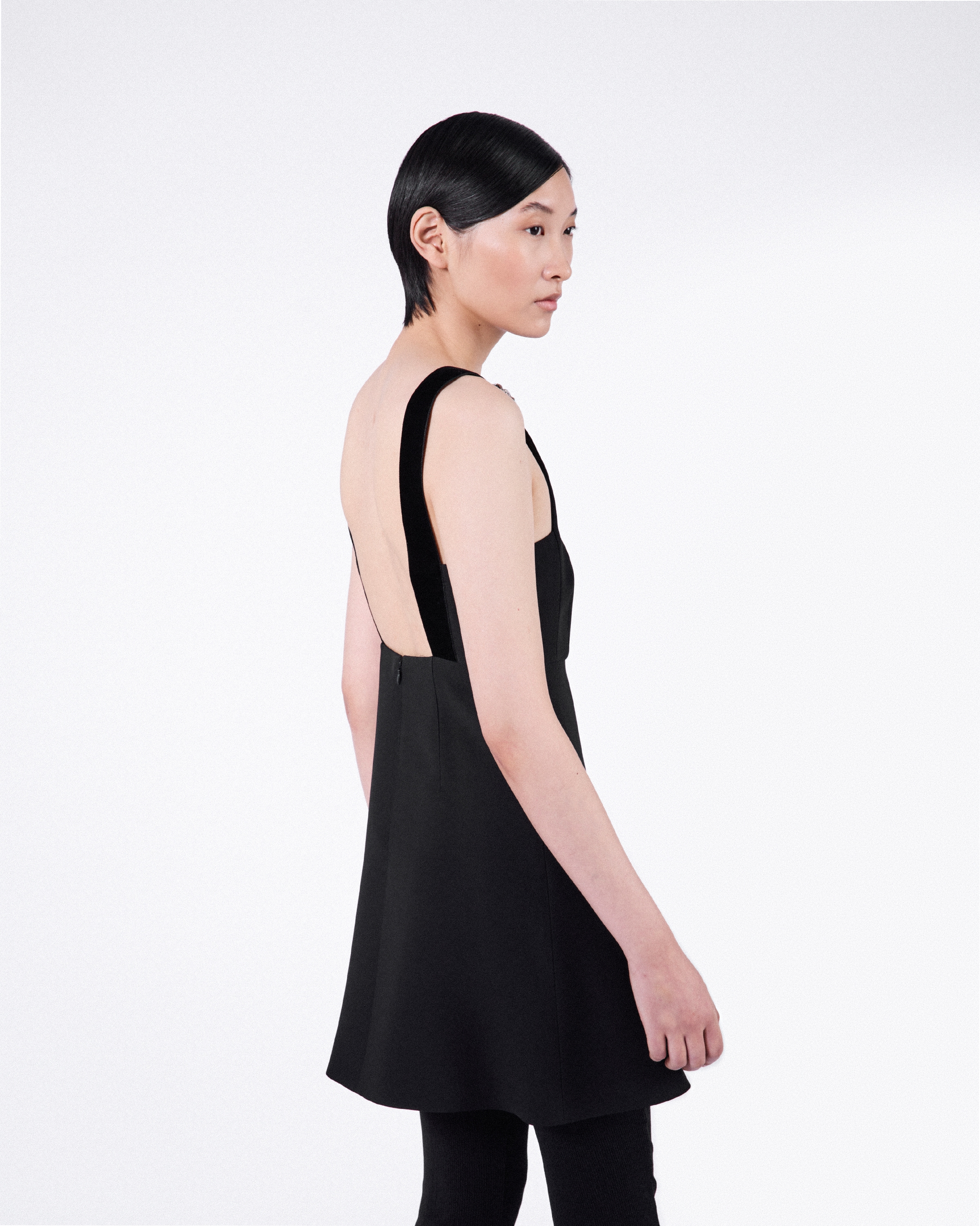 Black Embroidered Cady Mini-dress | PRADA