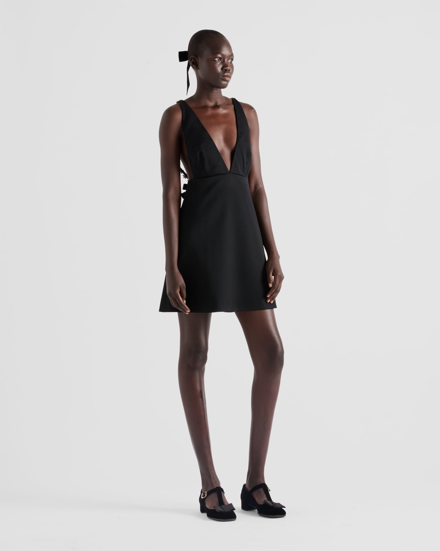 Prada Women Abito Midi Con Fiocchi