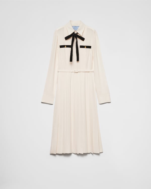 【日本入手困難】プラダ Pleated poplin shirt dress ワンピース White Pleated poplin shirt dress | PRADA