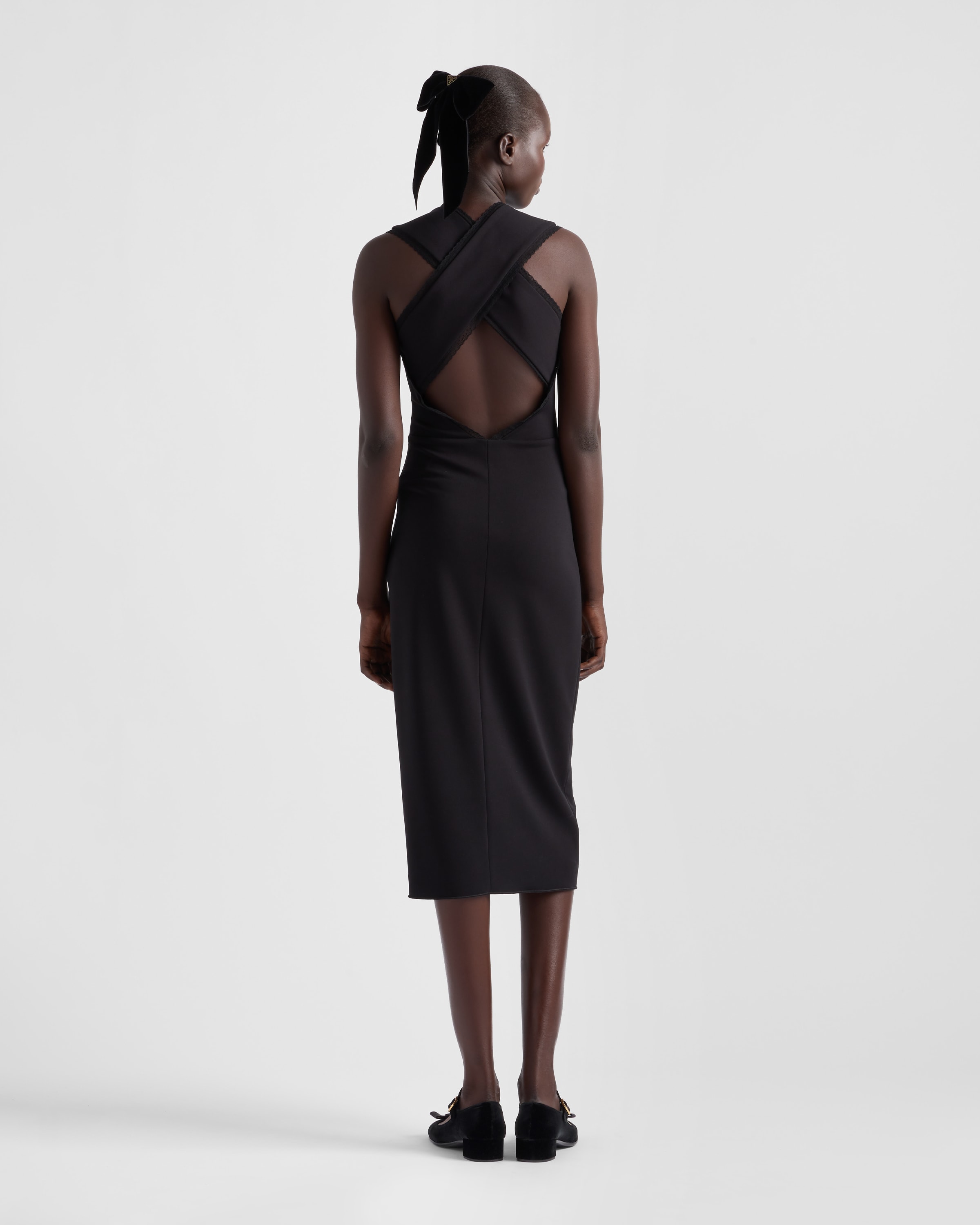 Black Interlock Crêpe Dress | PRADA