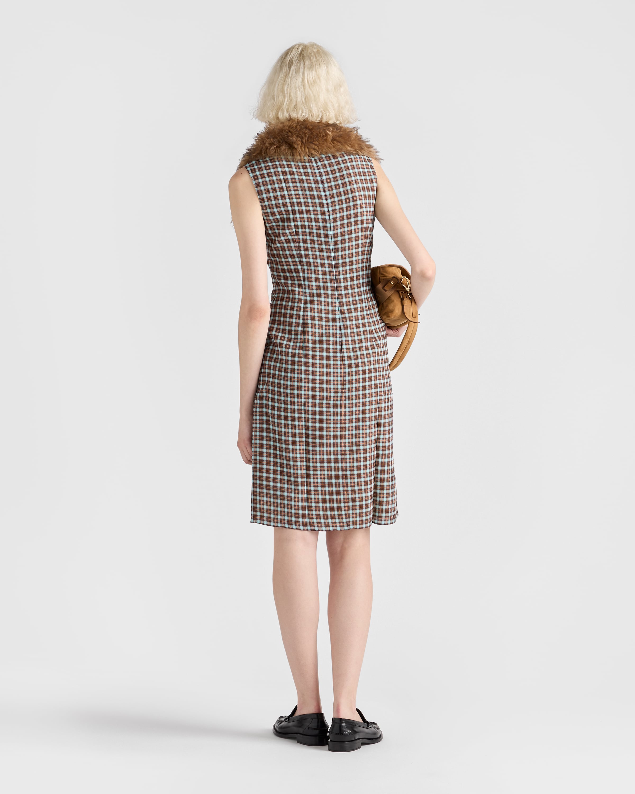 long black bridesmaid dress with sleeves Becky Dress in Brown Gingham | OMNES | Dresses | Sustainable & Affordable  Clothing main image 0