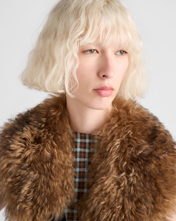 Checked georgette dress - Turquoise/Cocoa Brown Checked georgette dress - Turquoise/Cocoa Brown