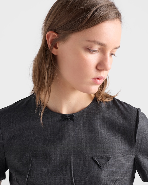 チェックウール ドレス - アンスラサイトグレー チェックウール ドレス - アンスラサイトグレー