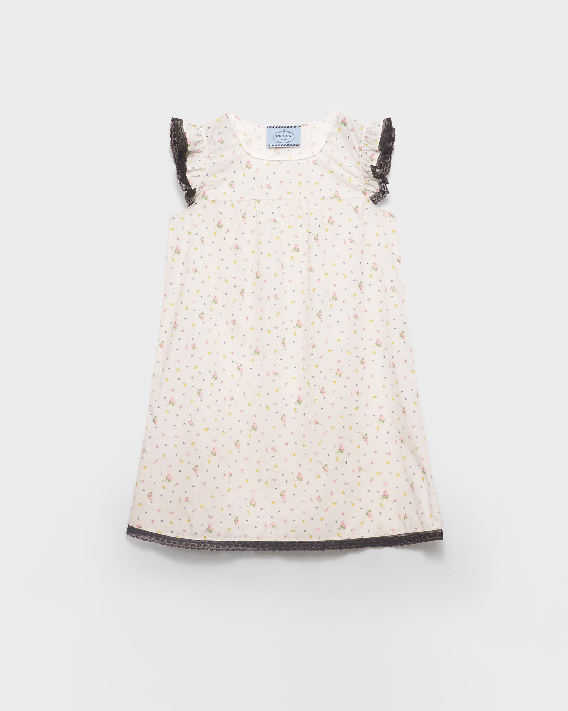 Prada Floral Print Cotton Batiste Mini-dress