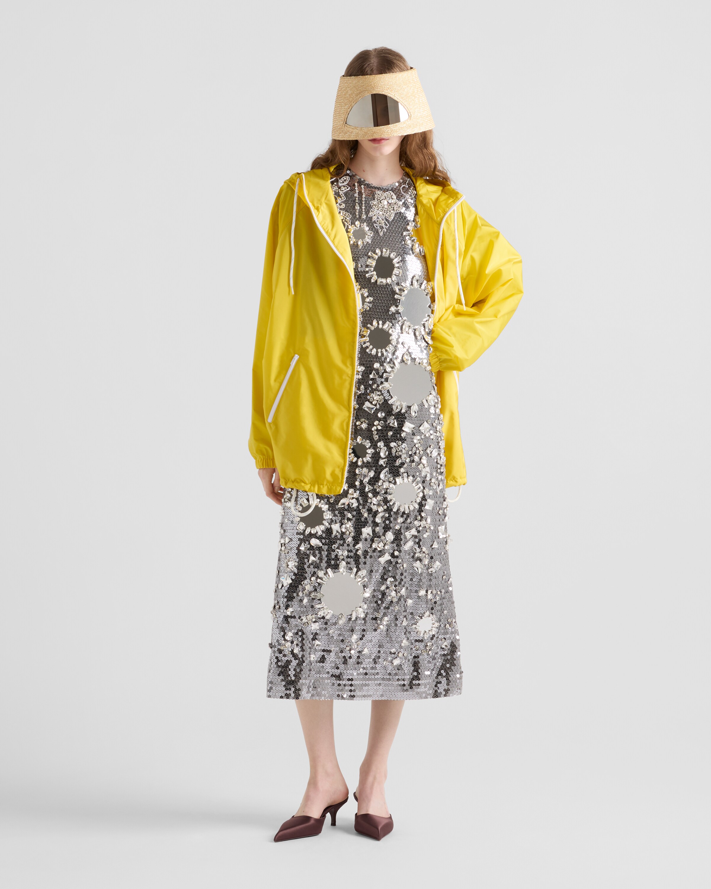 Prada Sequined Dress In Steel Gray
