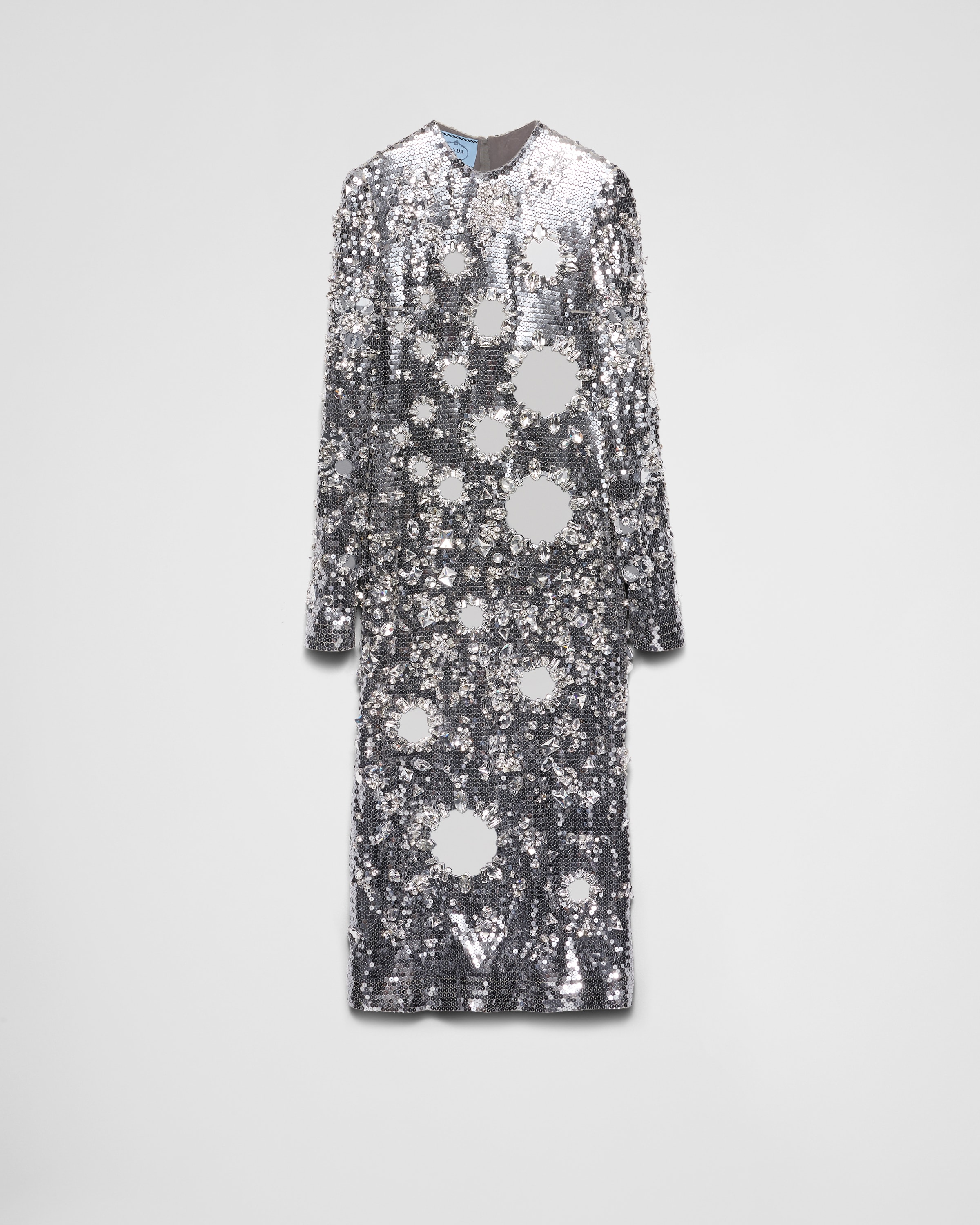 Prada Sequined Dress In Steel Gray