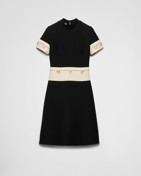 Black Polka-dot silk chiffon shirt dress | PRADA