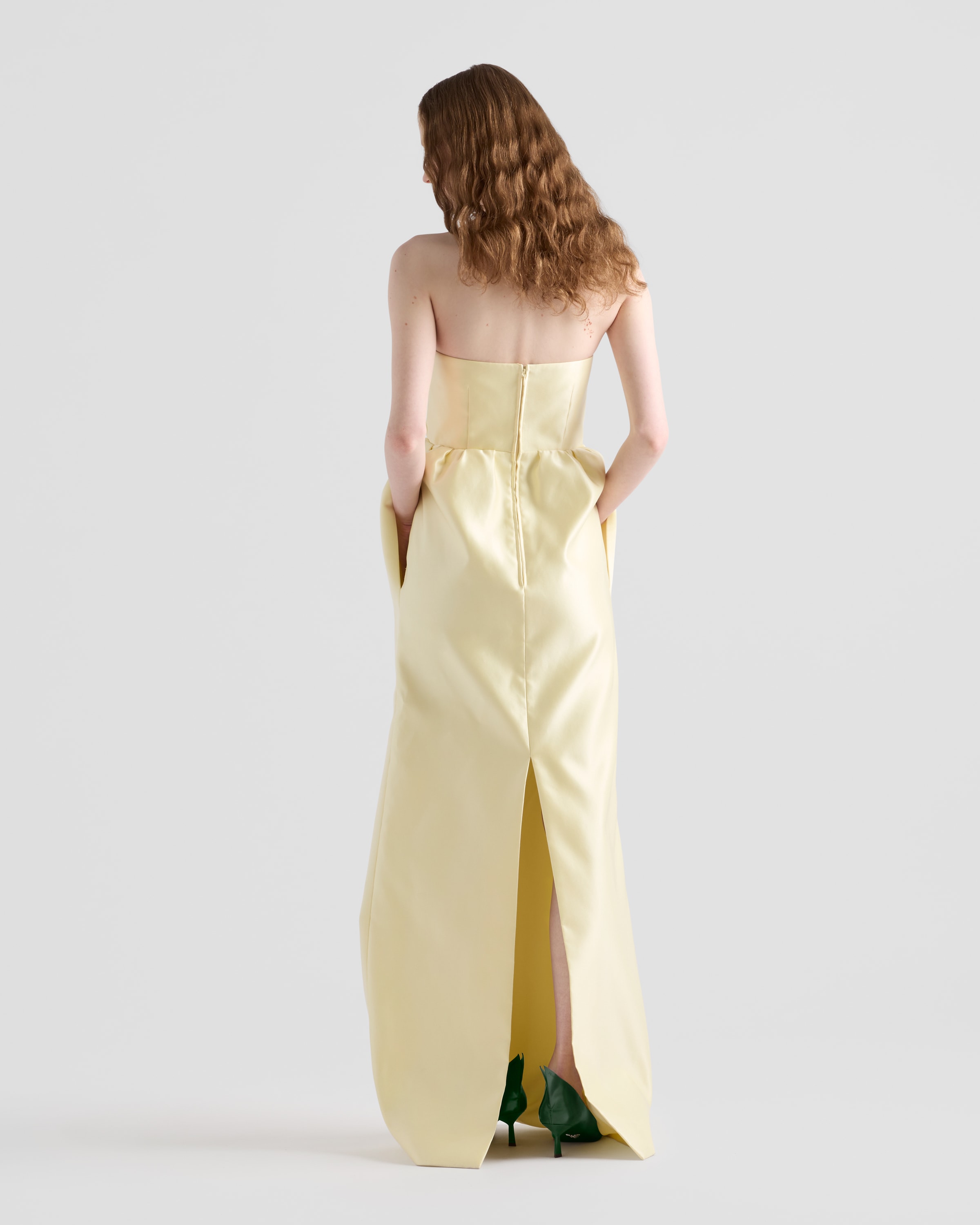 直営店●PRADA●ロングダブルサテンドレス Cream Long double satin dress | PRADA