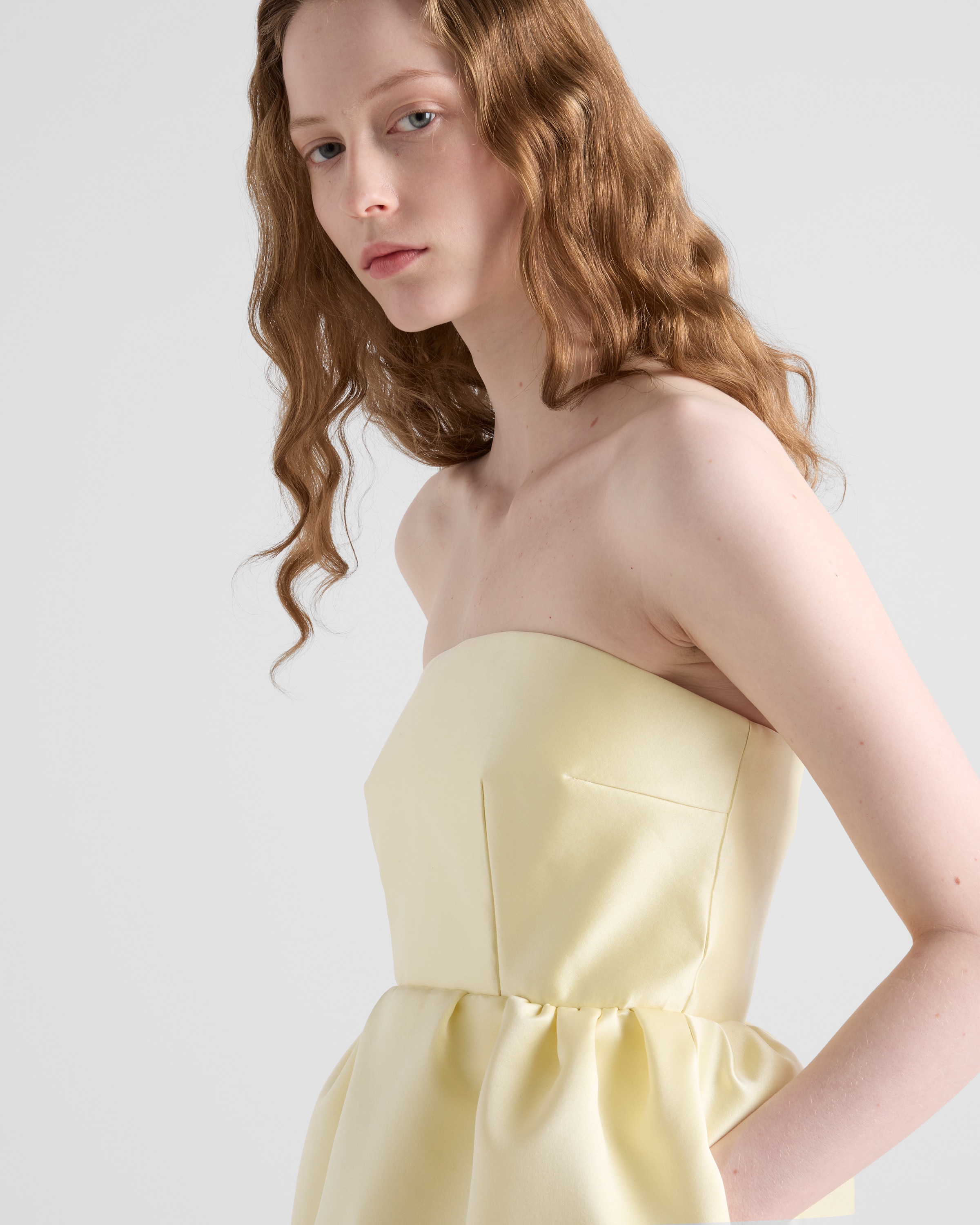 直営店●PRADA●ロングダブルサテンドレス Cream Long double satin dress | PRADA
