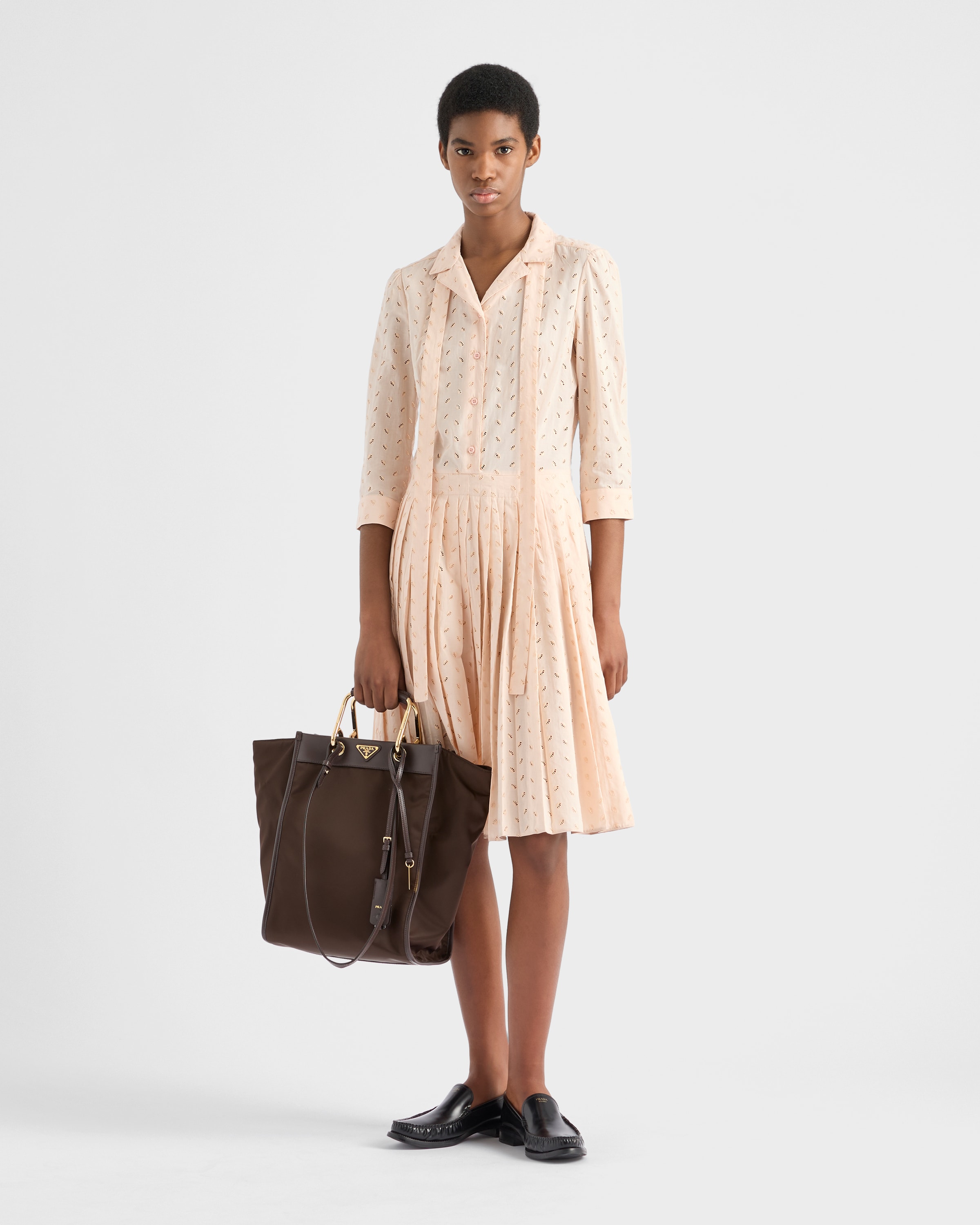 Prada Eyelet Lace Shirt Dress