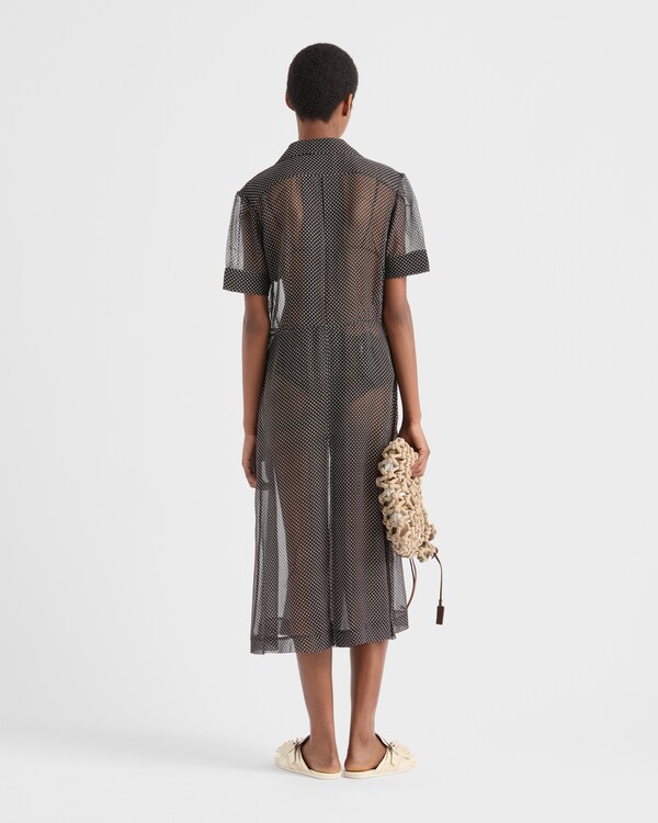 Polka-dot silk chiffon shirt dress Polka-dot silk chiffon shirt dress