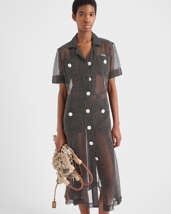 Polka-dot silk chiffon shirt dress Polka-dot silk chiffon shirt dress
