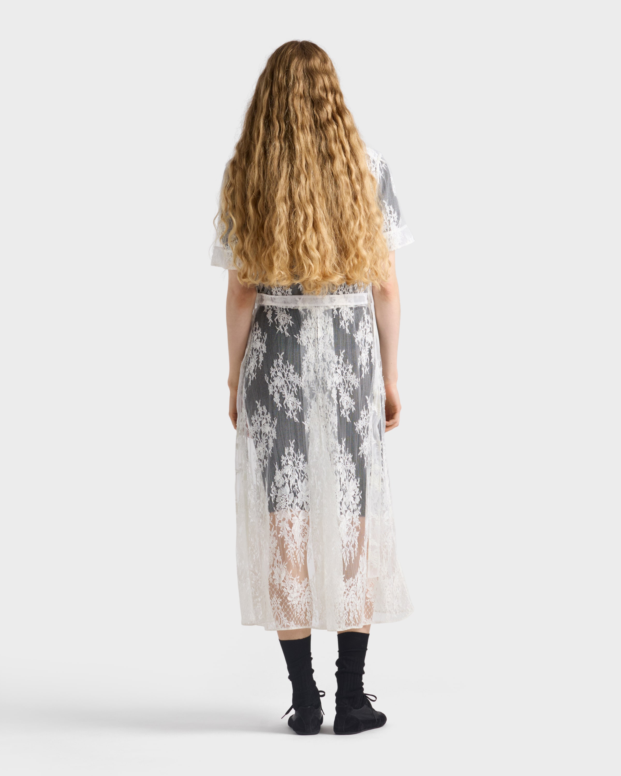 chinese dress ladies Prada Eyelet Embroidery A Line Strap Corset Midi Dress White main image 1