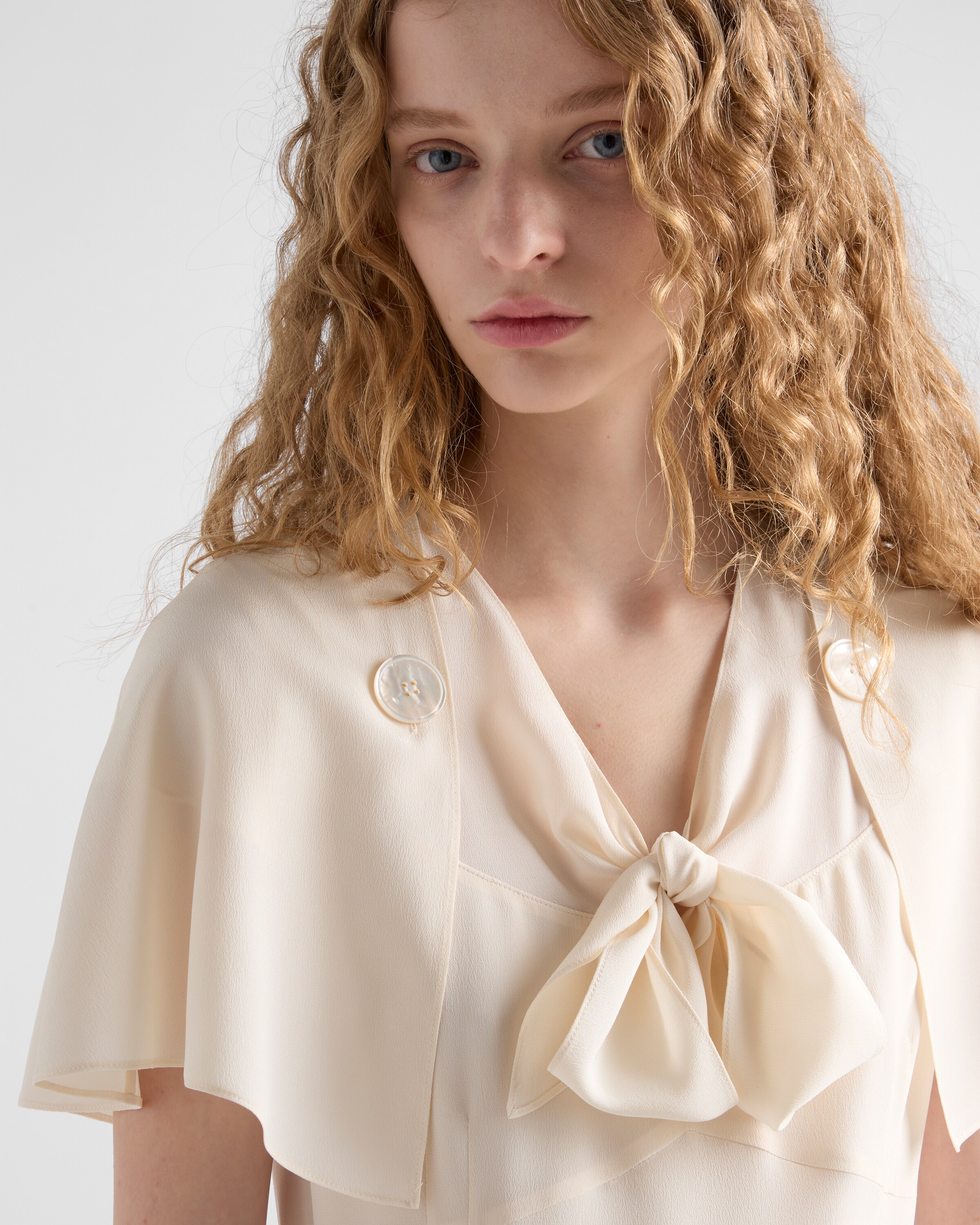 Ivory Pleated marocain dress | PRADA