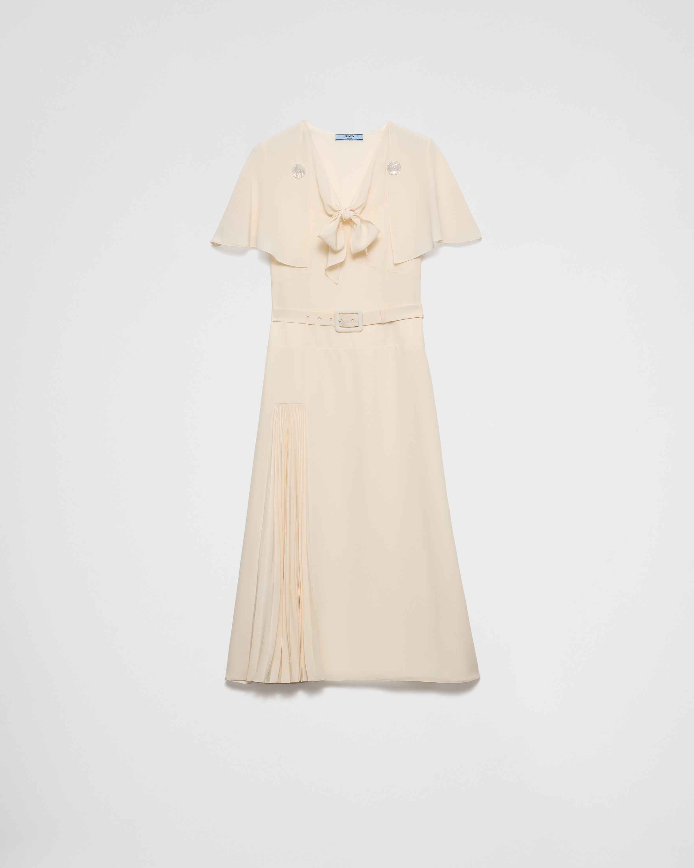 Prada ドレス RUNWAY Pleated marocain dress 関税込 Ivory Pleated marocain dress | PRADA