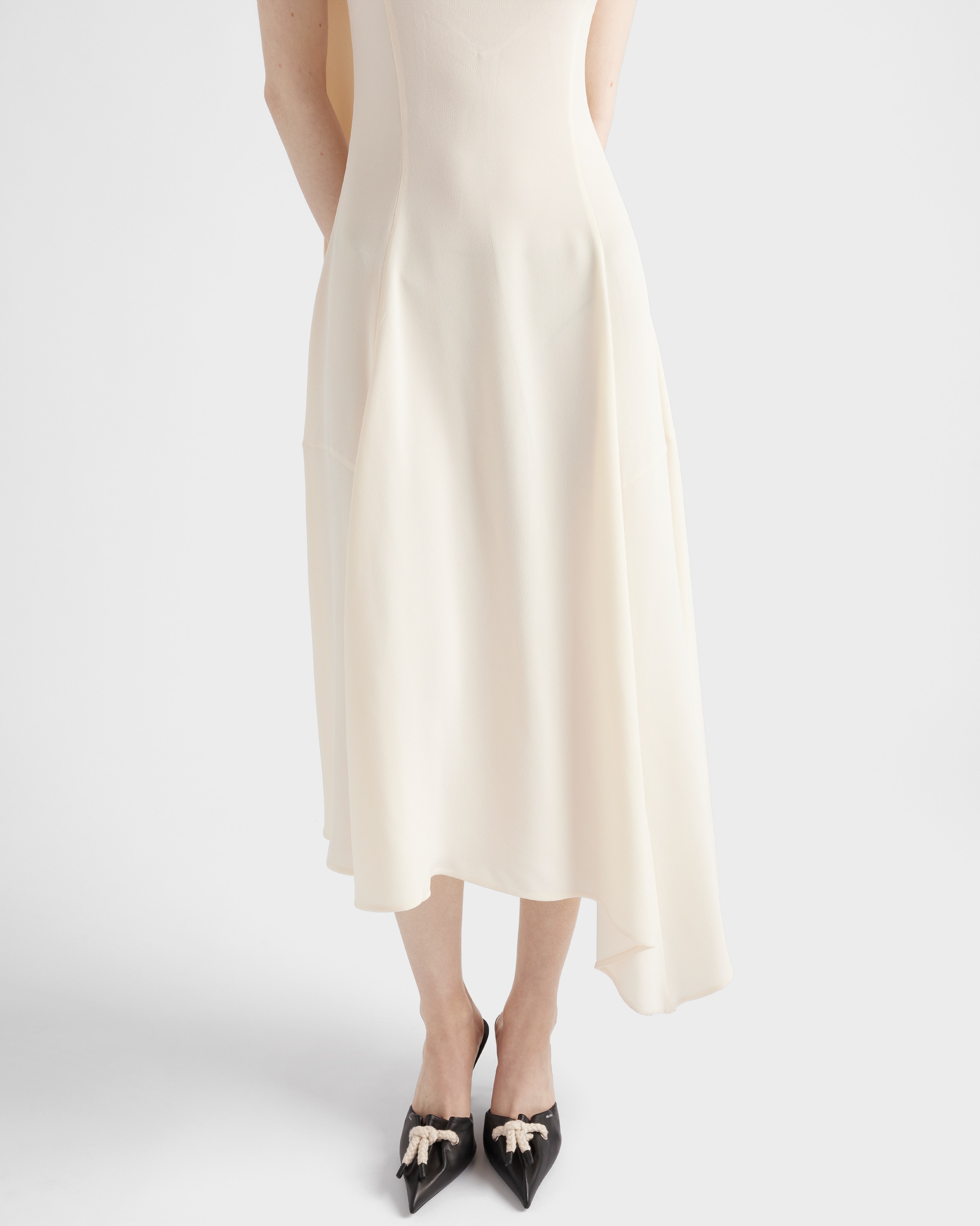 Ivory Asymmetrical Satin Crepe Dress | PRADA