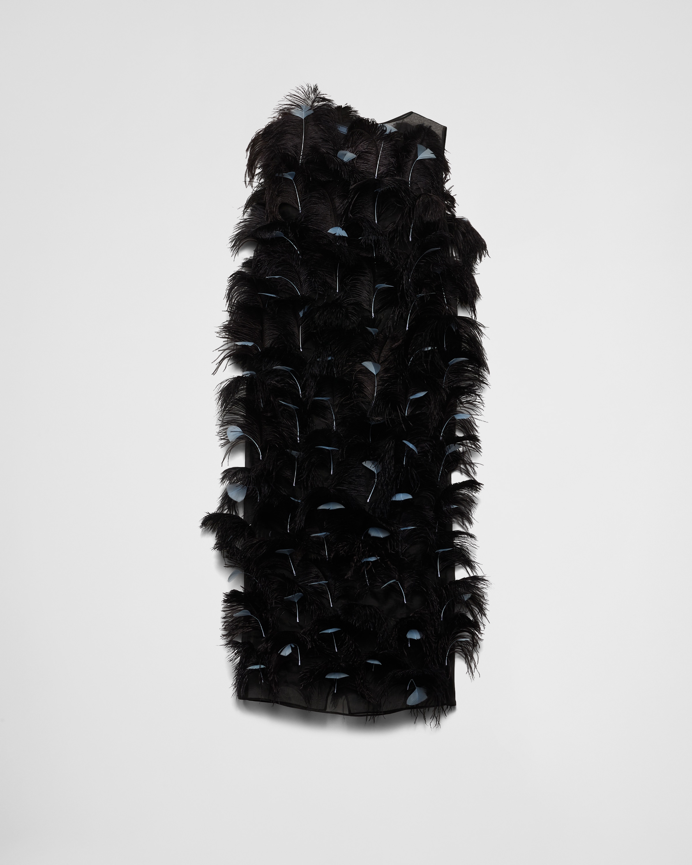 Prada Abito In Organza Decorata Donna In Schwarz