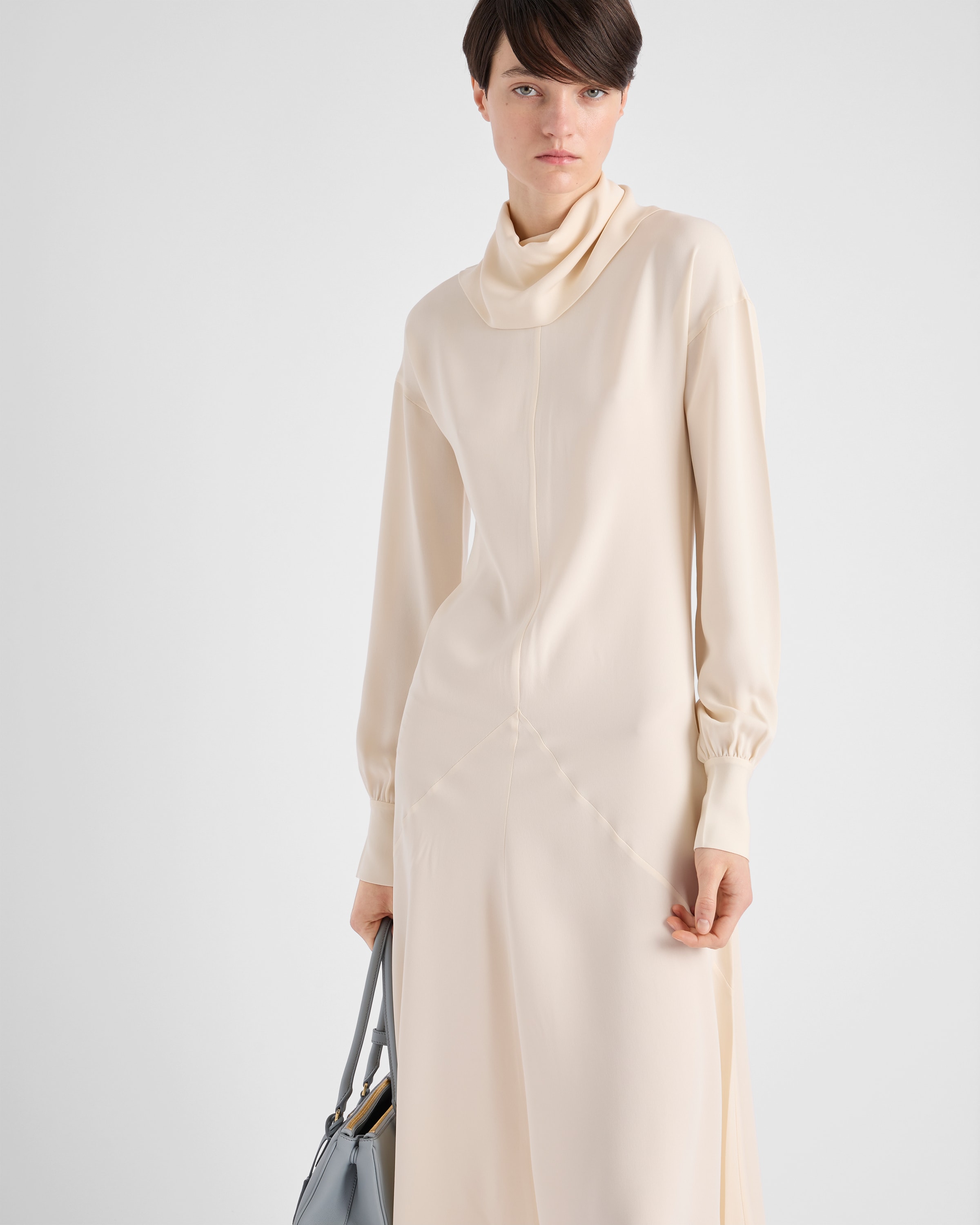 Silk broadcloth midi-dress