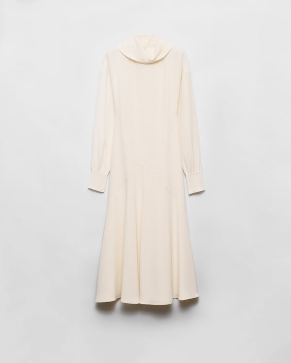 Ivory Silk Broadcloth Midi-dress | PRADA