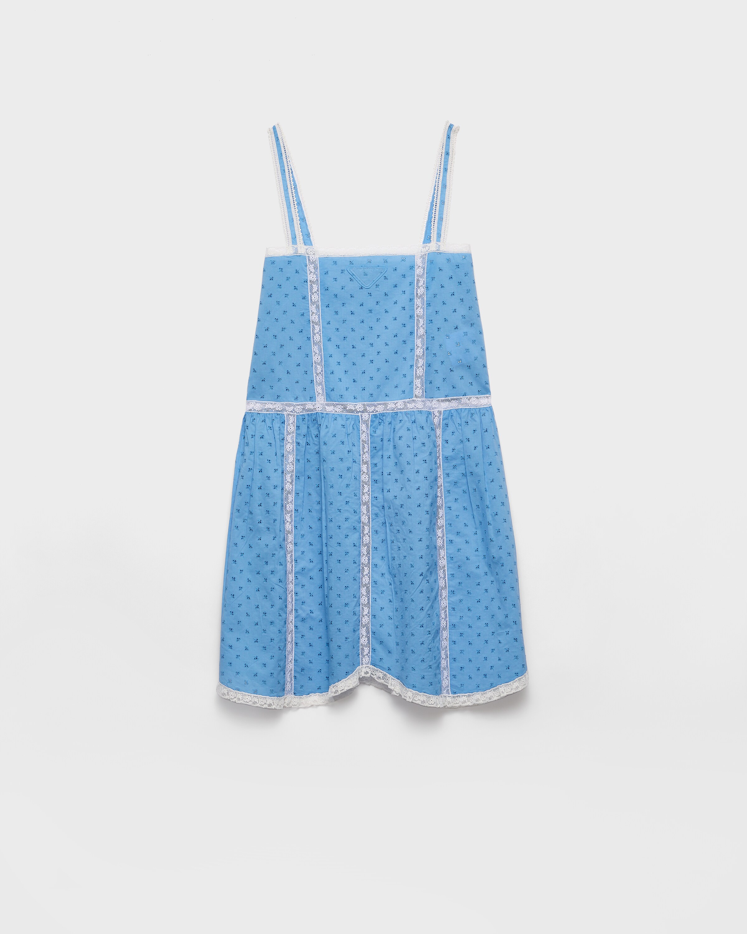 Prada Robe Courte En Dentelle Ajourée, Femme, Bleu Saphir, Taille 36