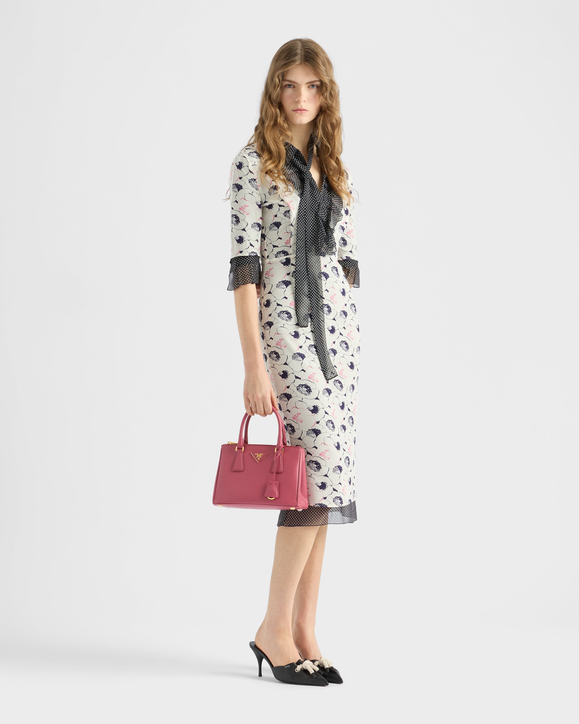 Ivory Printed Georgette Dress | PRADA Ivory Printed Georgette Dress | PRADA