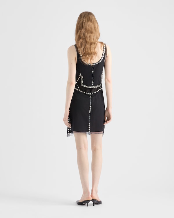 Embroidered tulle mini-dress - Black Embroidered tulle mini-dress - Black