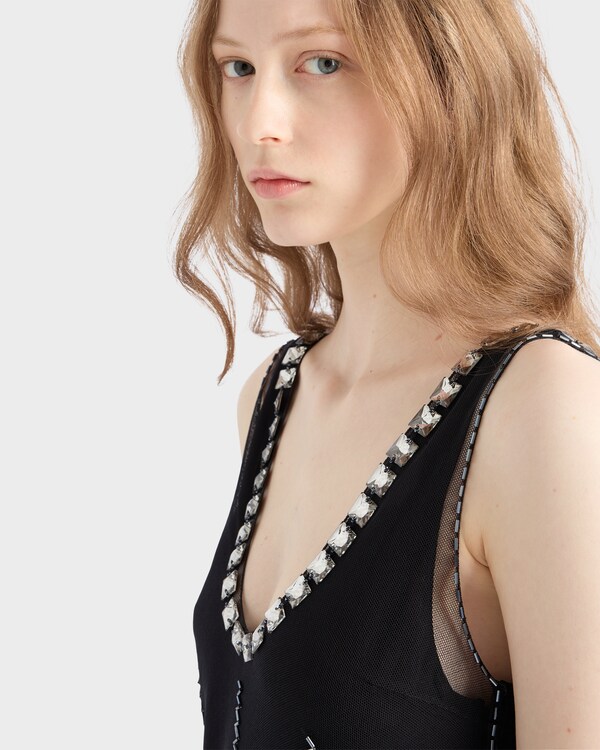 Embroidered tulle mini-dress - Black Embroidered tulle mini-dress - Black