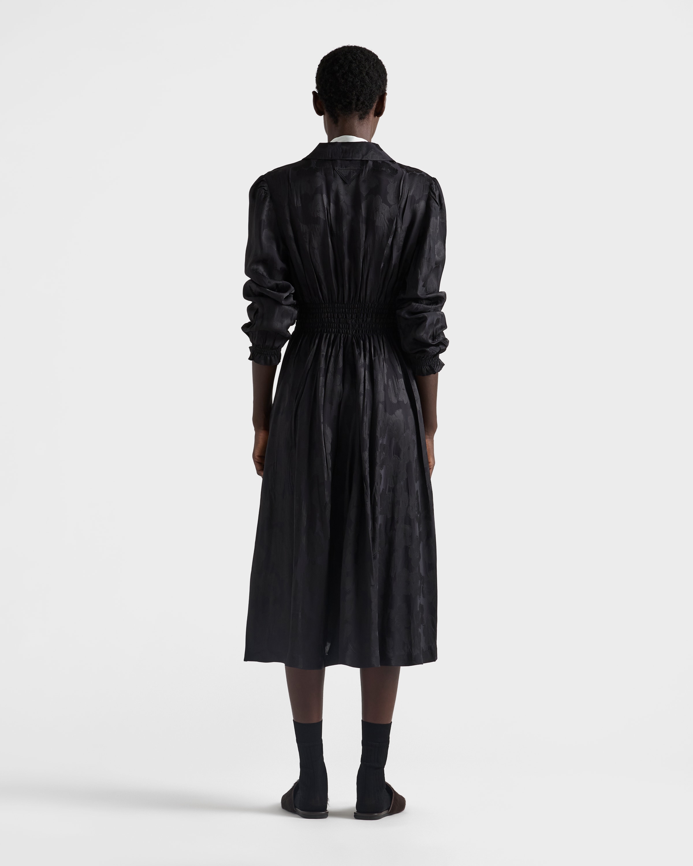 Smoky Gray Floral jacquard dress | PRADA