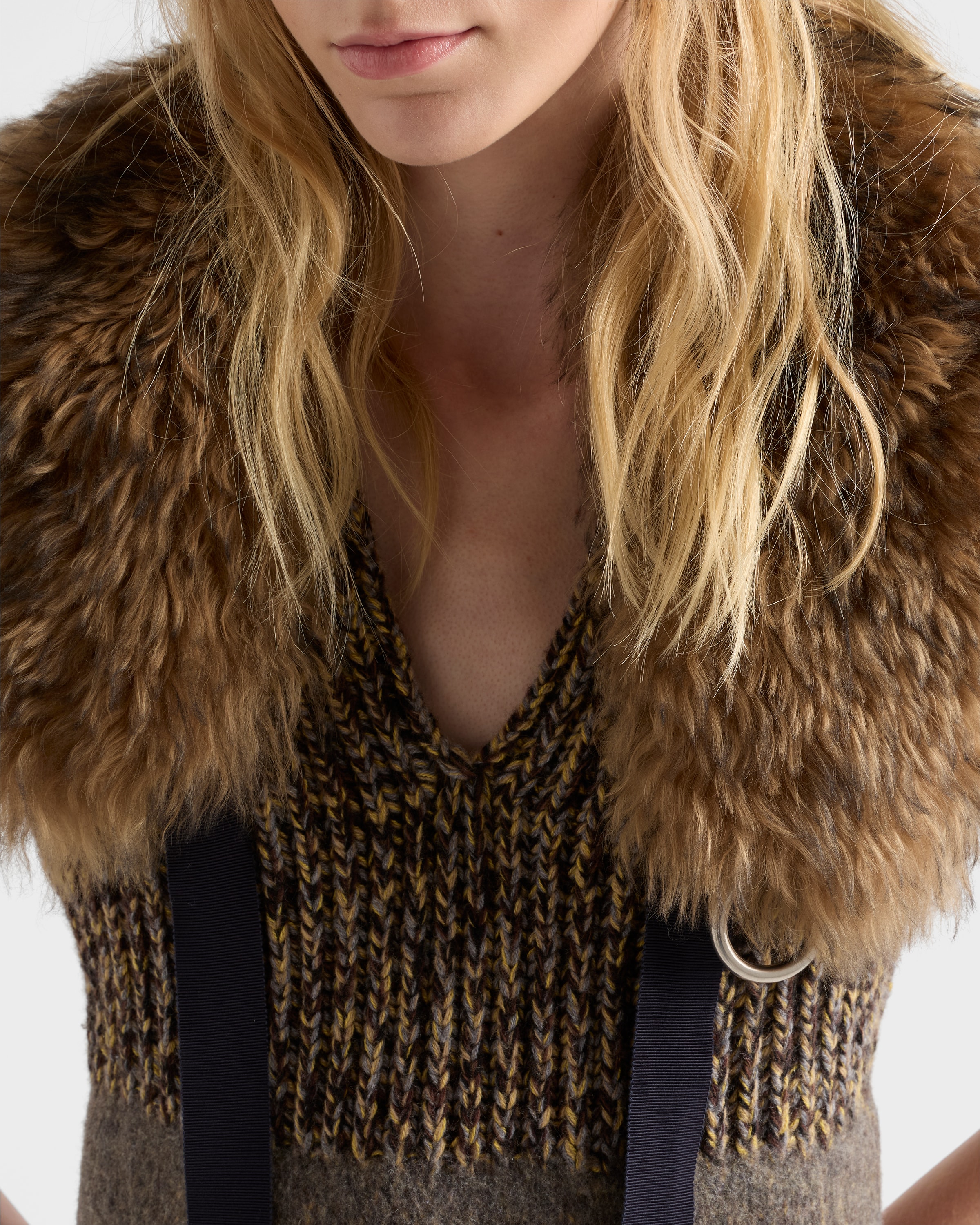 Shetland wool and cashmere V-neck dress