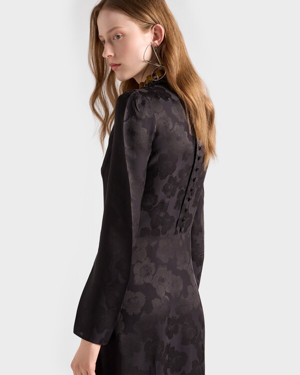 Long primula jacquard dress - Smoky Gray Long primula jacquard dress - Smoky Gray