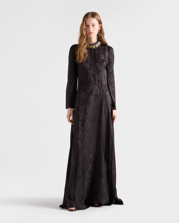 Long primula jacquard dress - Smoky Gray Long primula jacquard dress - Smoky Gray
