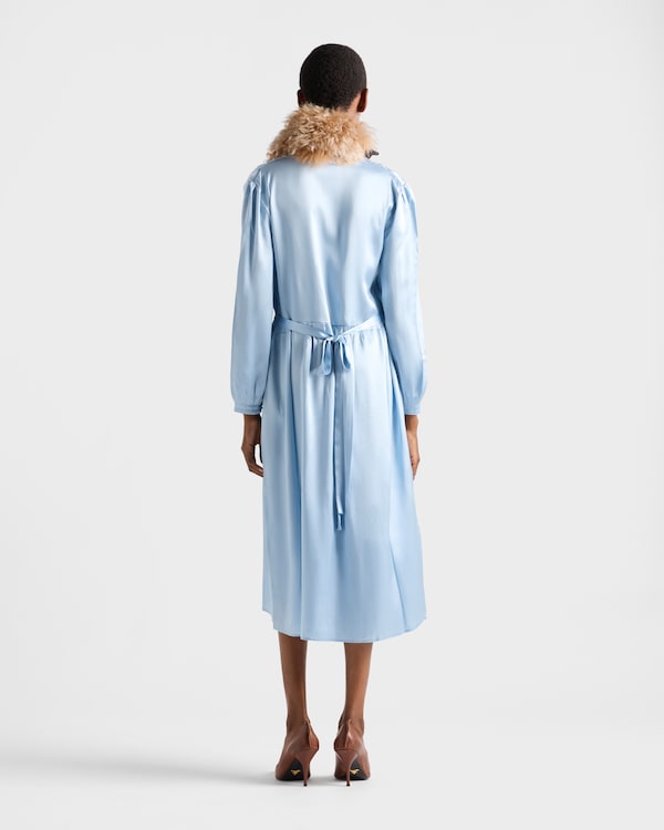 Long-sleeved satin crepe and lace dress Long-sleeved satin crepe and lace dress