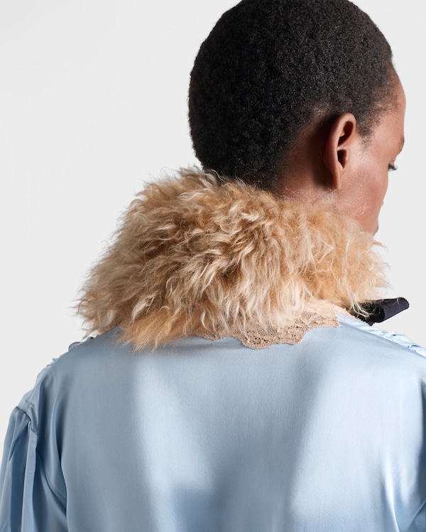 Long-sleeved satin crepe and lace dress Long-sleeved satin crepe and lace dress