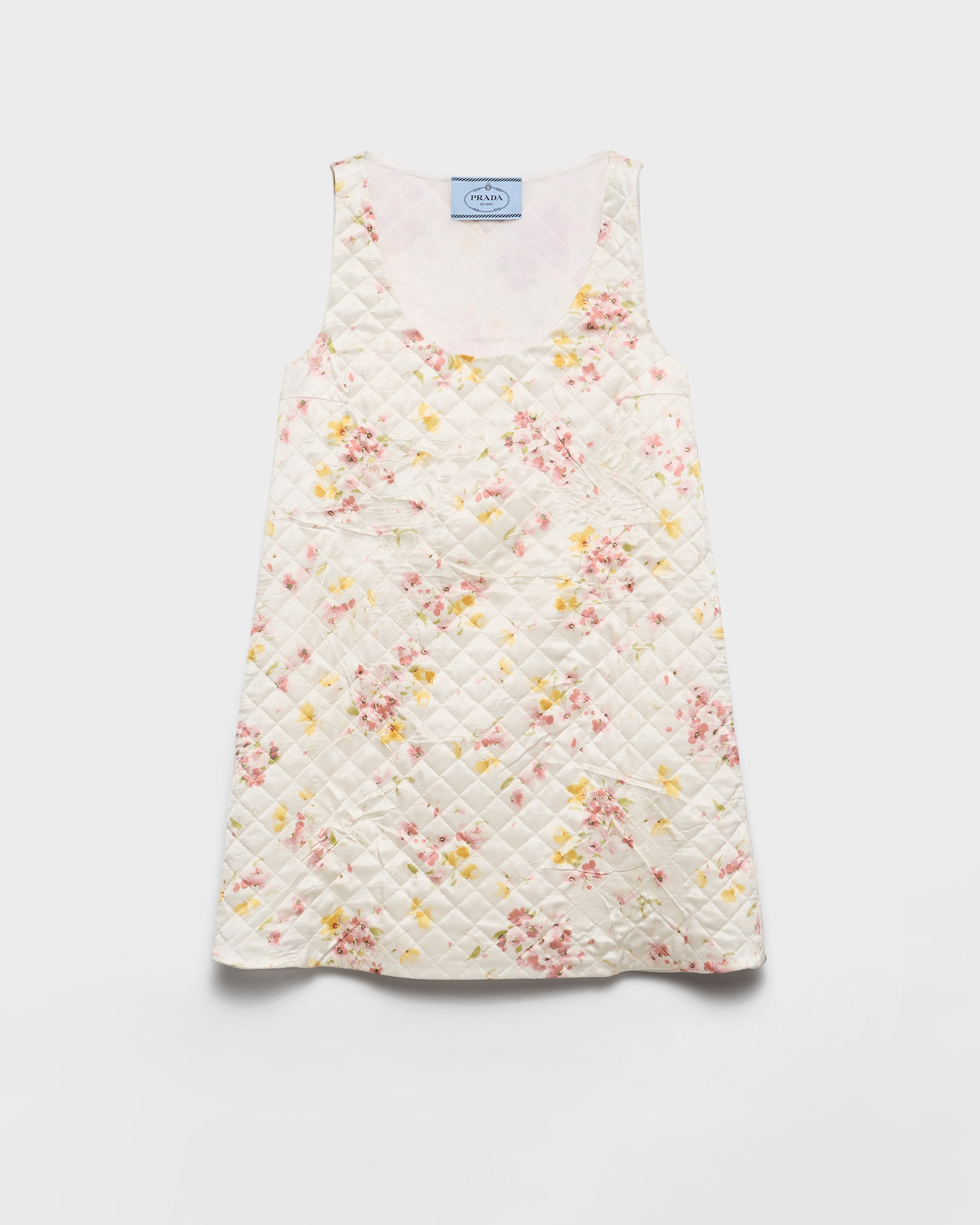 Begonia Pink Quilted satin mini dress | PRADA