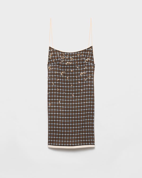 장식이 있는 체크 조젯 미니 드레스 장식이 있는 체크 조젯 미니 드레스