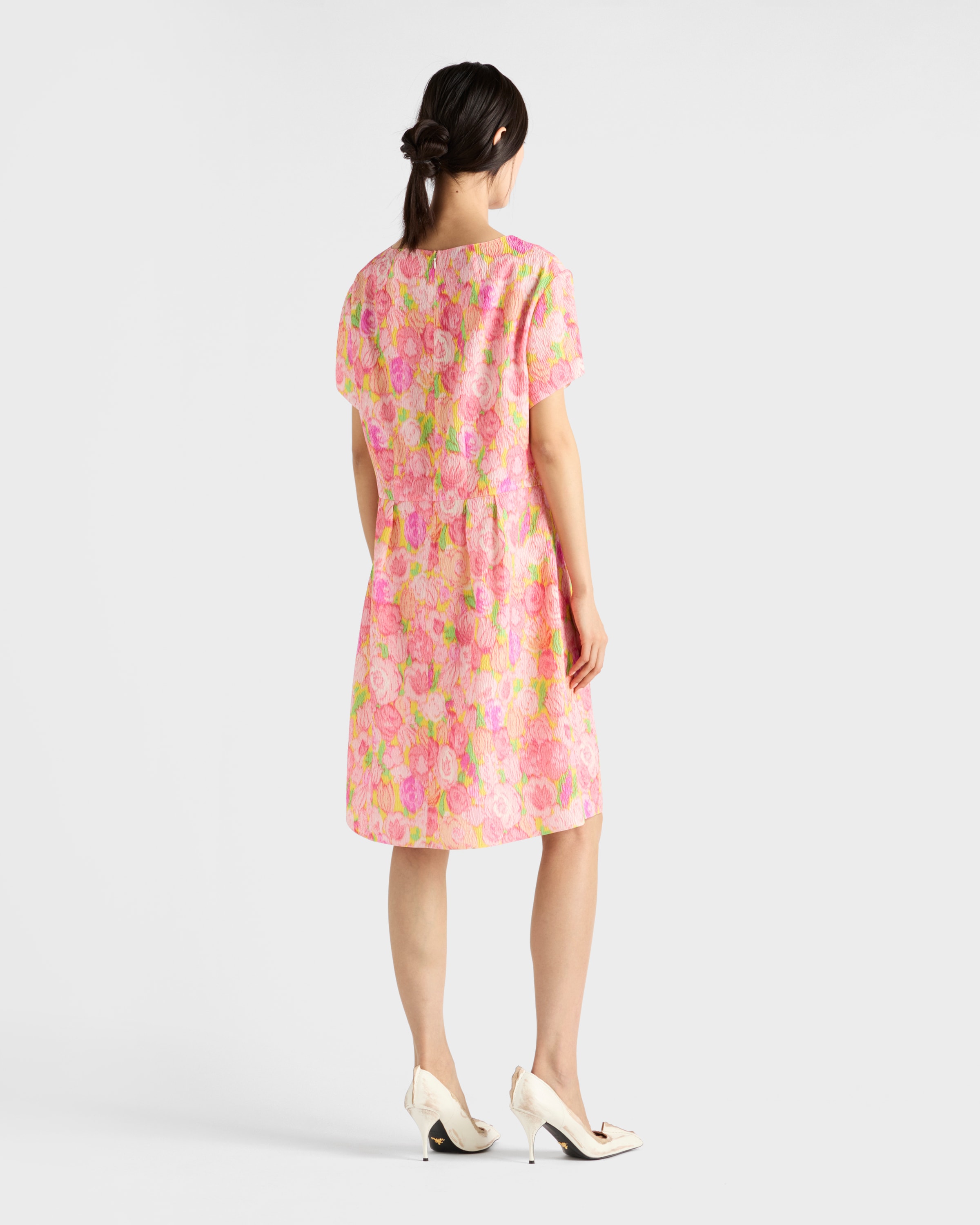 Pink Floral print cloquet dress | PRADA