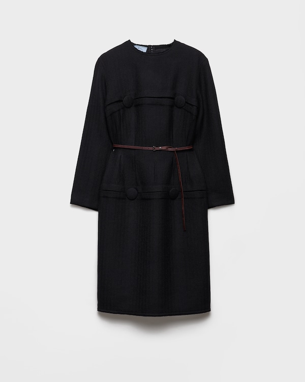 ブラック ポルカドット シルクシフォン シャツドレス | PRADA