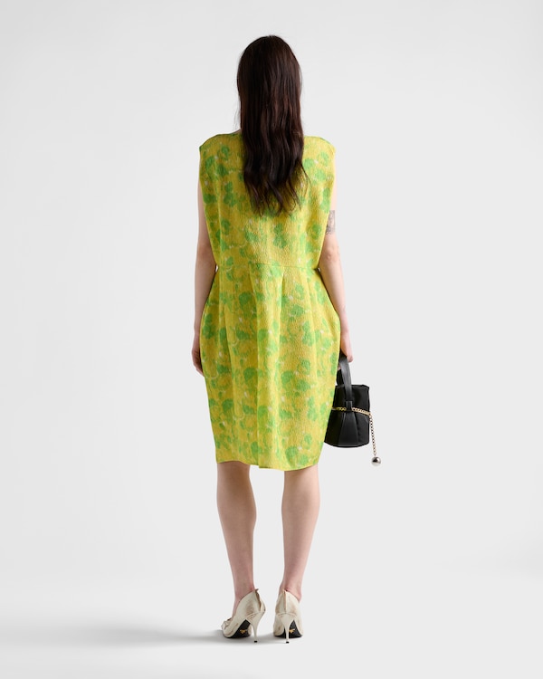 Kleid aus Cloqué mit Blumenmuster - Gelb Kleid aus Cloqué mit Blumenmuster - Gelb