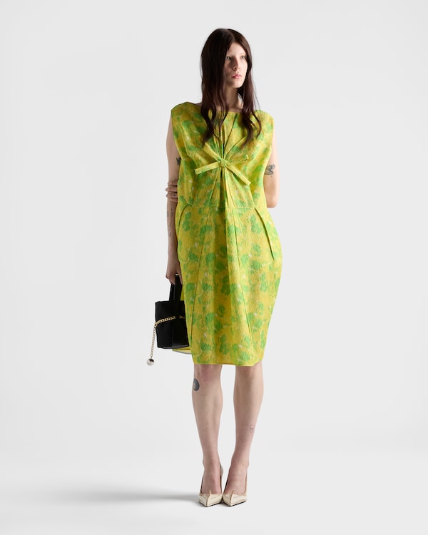 Kleid aus Cloqué mit Blumenmuster - Gelb Kleid aus Cloqué mit Blumenmuster - Gelb