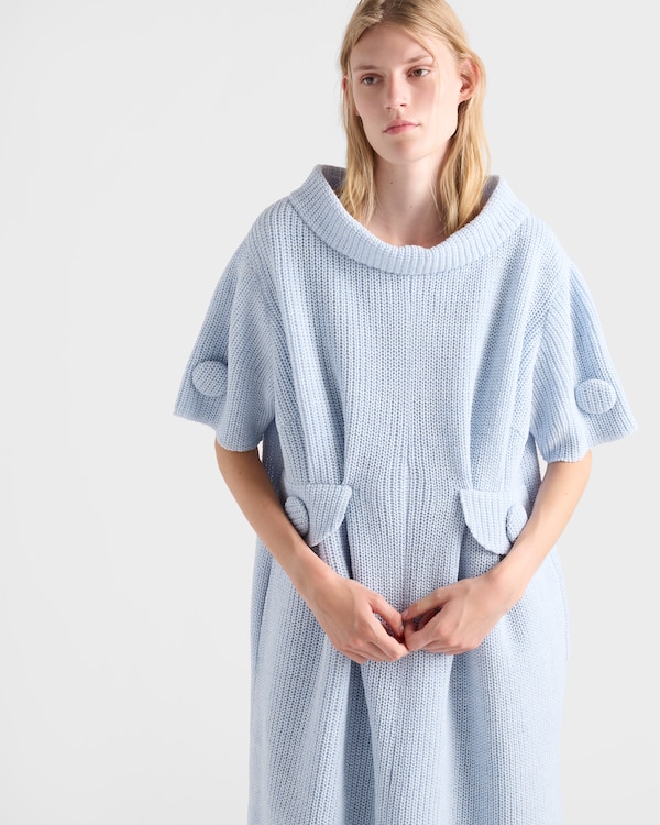 Mouliné wool knit dress - Blue/Natural Mouliné wool knit dress - Blue/Natural