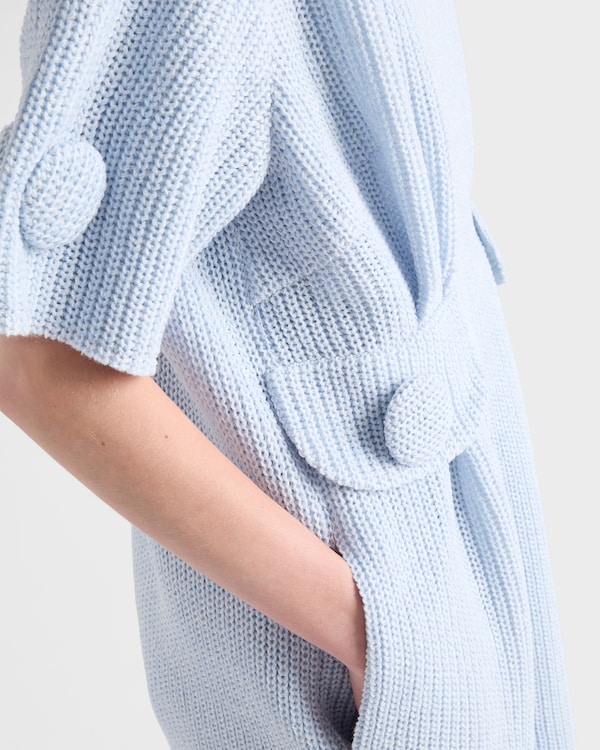Mouliné wool knit dress - Blue/Natural Mouliné wool knit dress - Blue/Natural