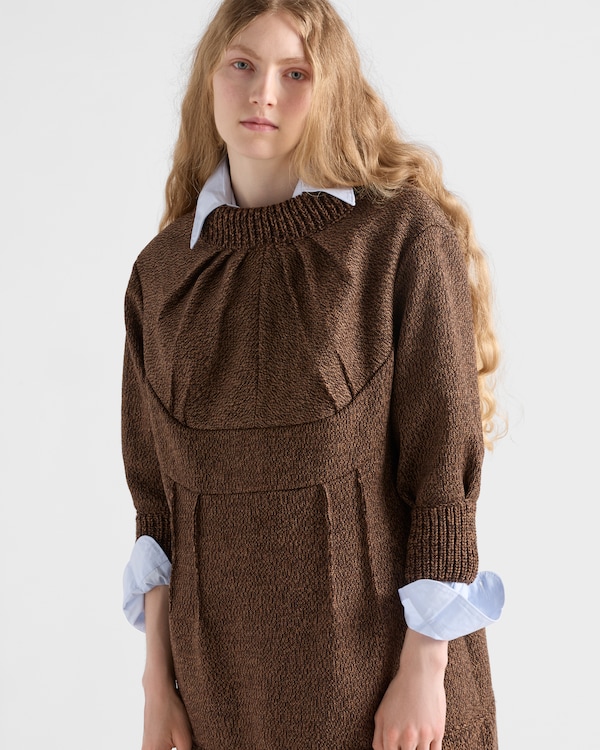 Mouliné wool mini-dress - Dark Brown/Tobacco Mouliné wool mini-dress - Dark Brown/Tobacco