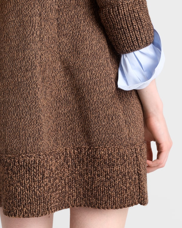 Mouliné wool mini-dress - Dark Brown/Tobacco Mouliné wool mini-dress - Dark Brown/Tobacco