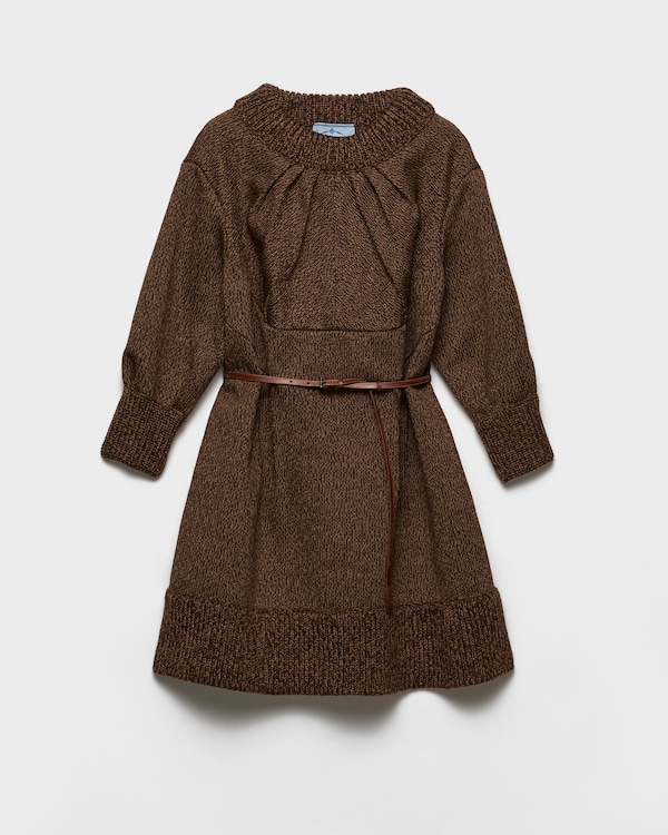 Mouliné wool mini-dress - Dark Brown/Tobacco Mouliné wool mini-dress - Dark Brown/Tobacco